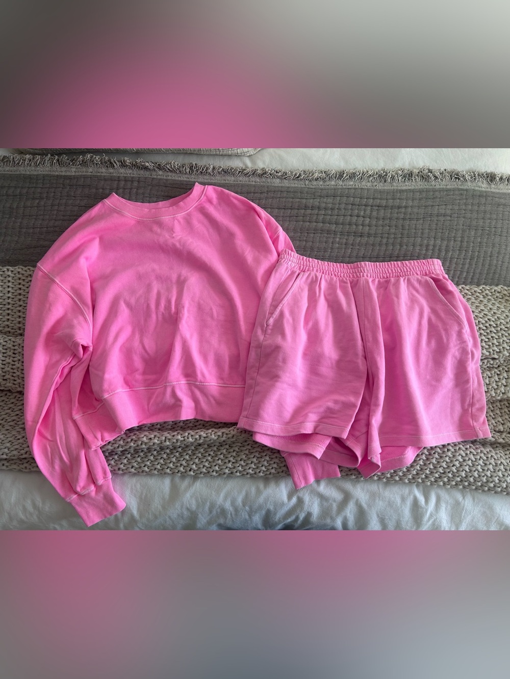 Pink Lounge Sweatshirt & Shorts Set